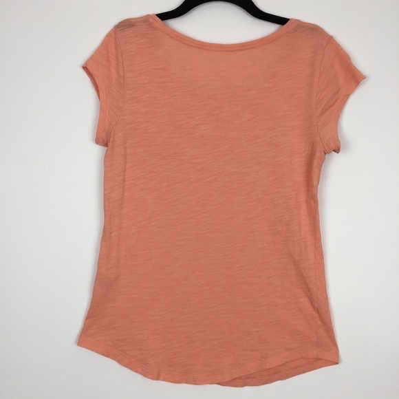 Smart Set Tee Womens XS Peach Cap Sleeve Cotton Modal Curved Hem Lightweight - Picture 2 of 3
